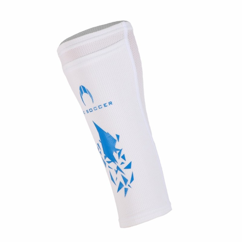 Ho soccer Espinillera Rebel blanca/azul En oferta