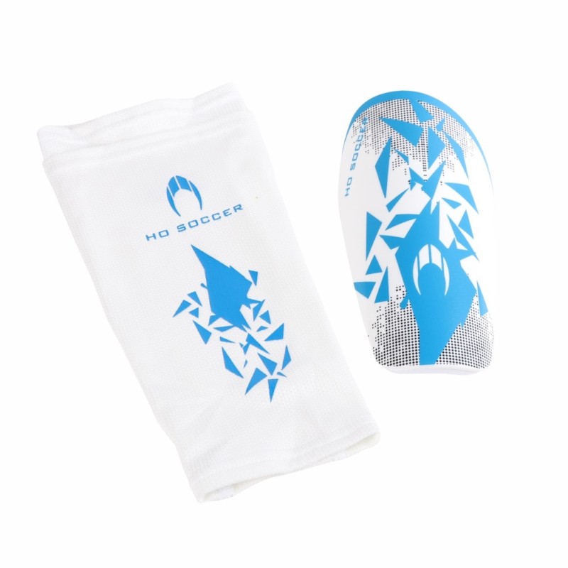 Ho soccer Espinillera Rebel blanca/azul En oferta