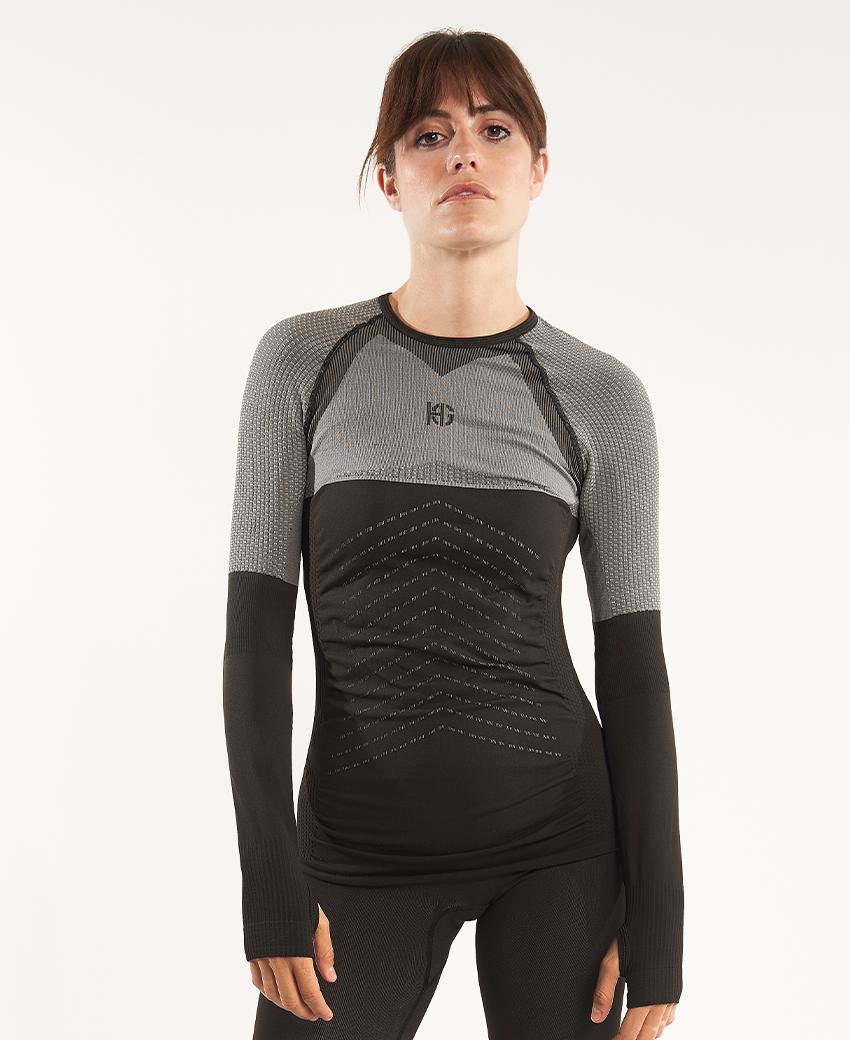 ﻿sport hg ANDOYA Camiseta de manga larga con fibra de carbono negro y gris Rebajas online