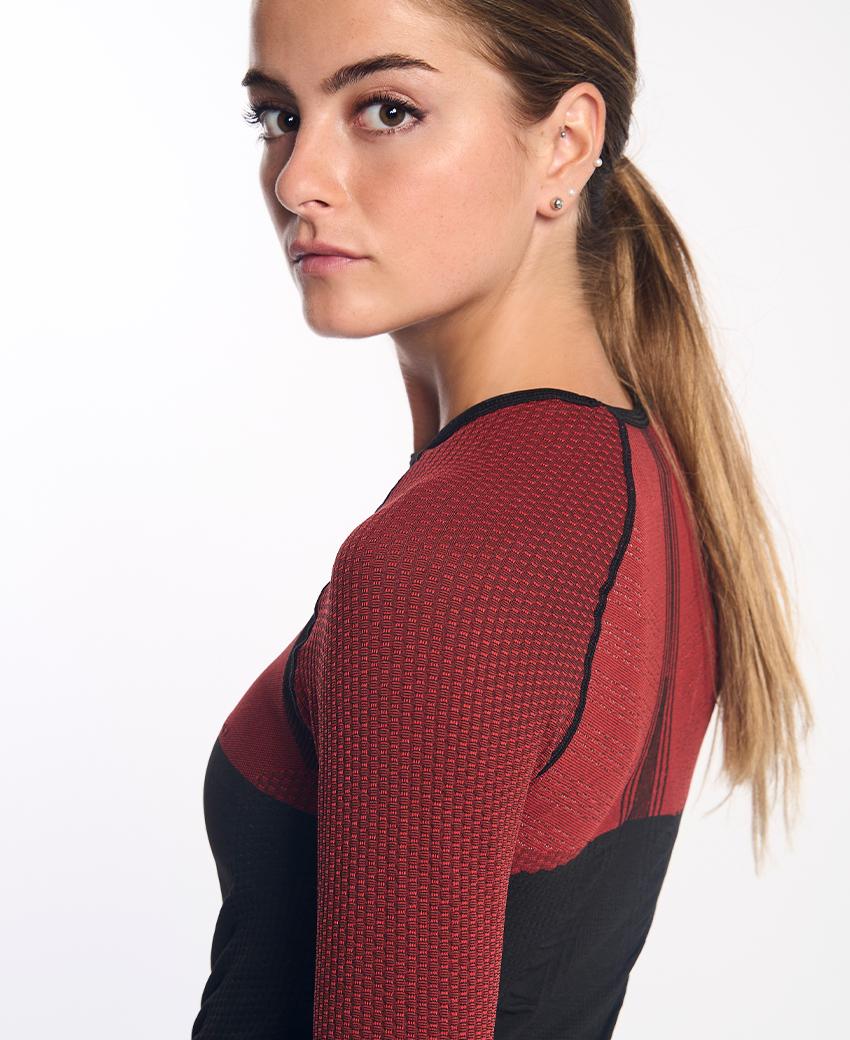 sport hg ANDOYA Camiseta de manga larga con fibra de carbono negro y rojo Últimos 3 días
