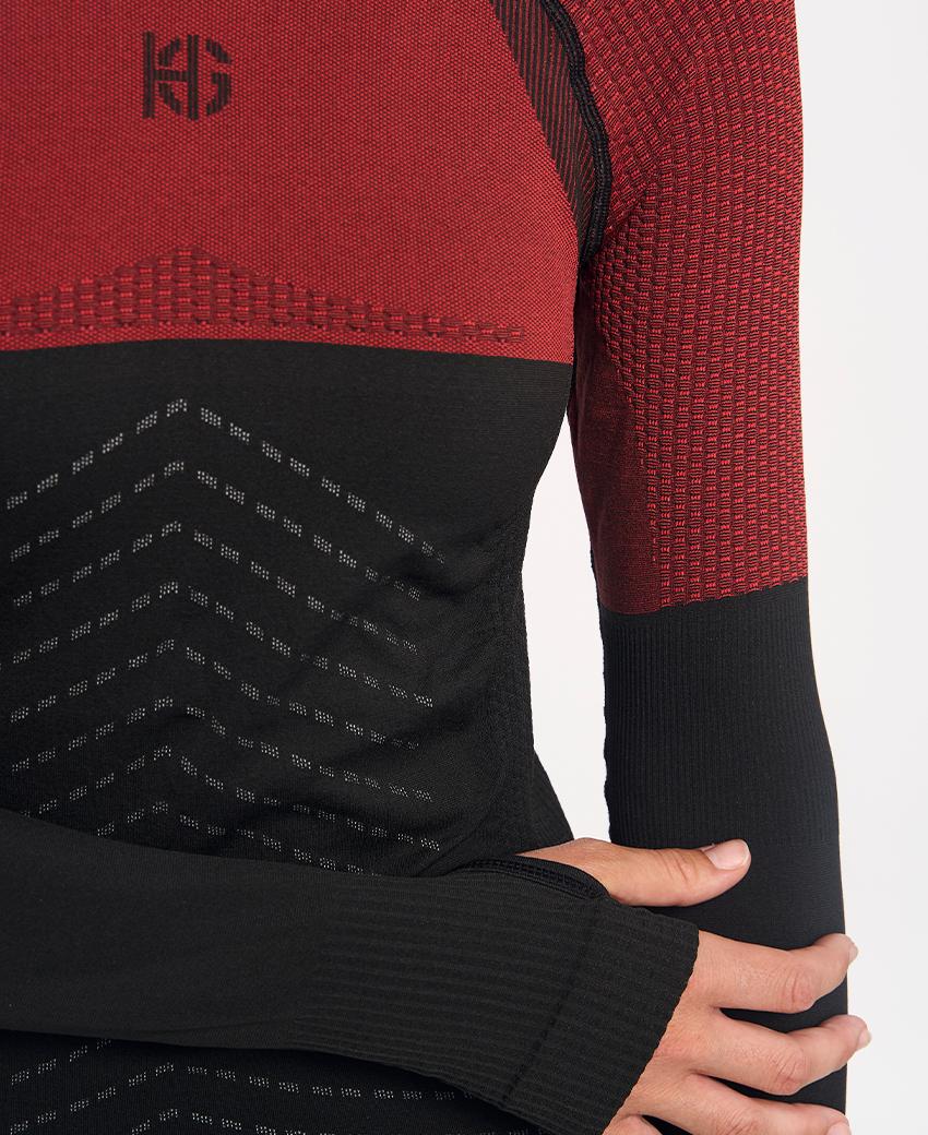 sport hg ANDOYA Camiseta de manga larga con fibra de carbono negro y rojo Últimos 3 días