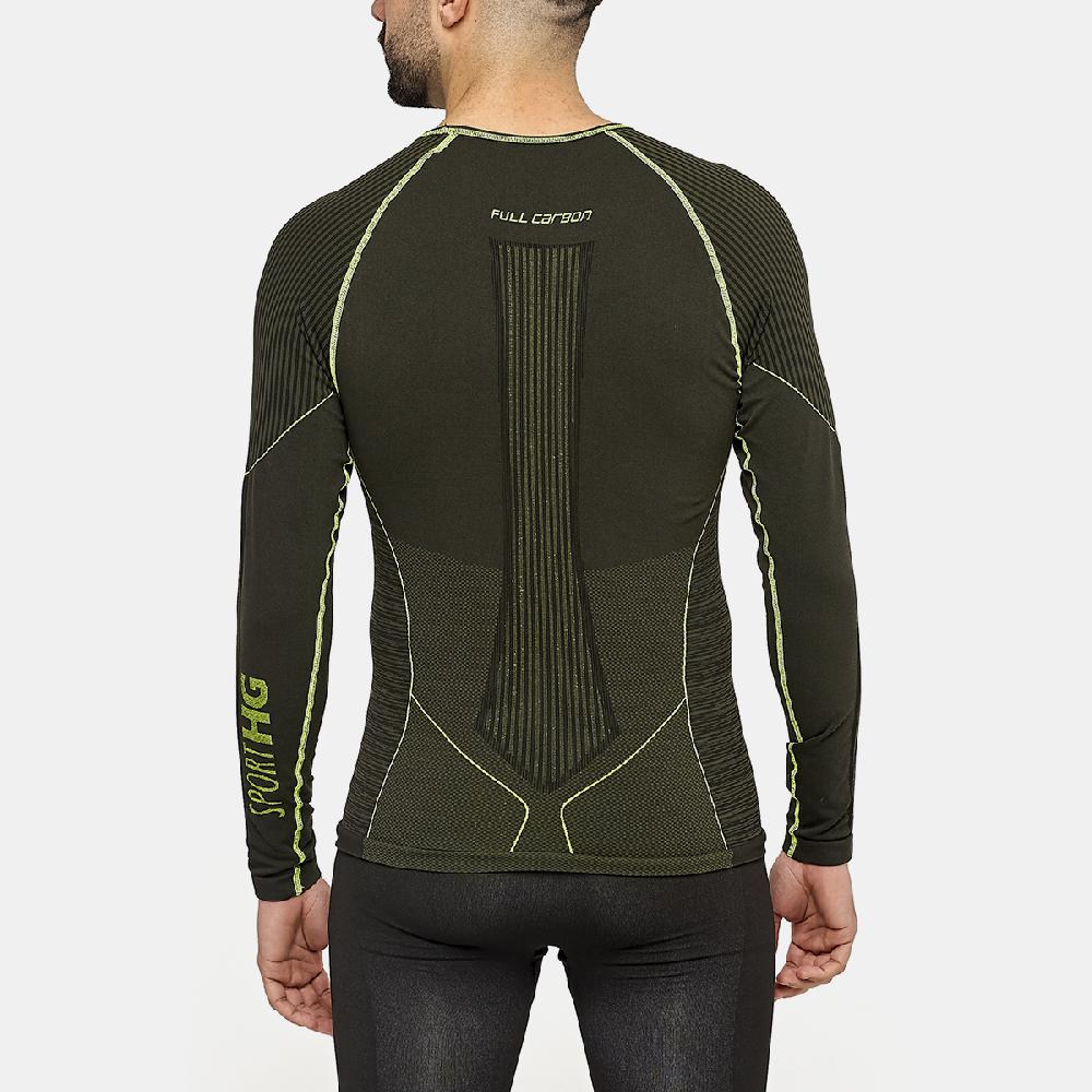 sport hg C-XTREM Camiseta masculina de manga larga con fibra de carbono verde Rebajas baratas
