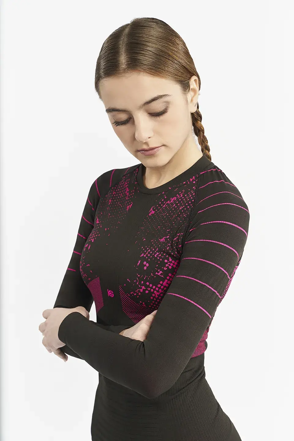 sport hg JET Camiseta femenina de manga larga con fibra de carbono negro/fucsia Última moda