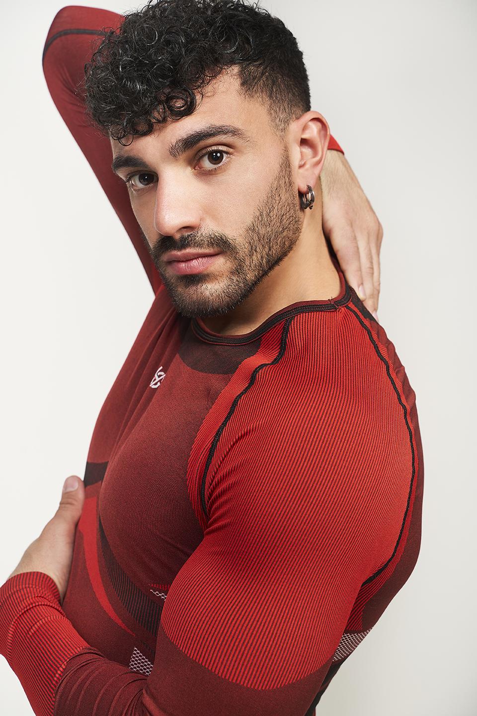 sport hg PALMER Camiseta masculina de manga larga con fibra de carbono rojo Precio ultrabajo