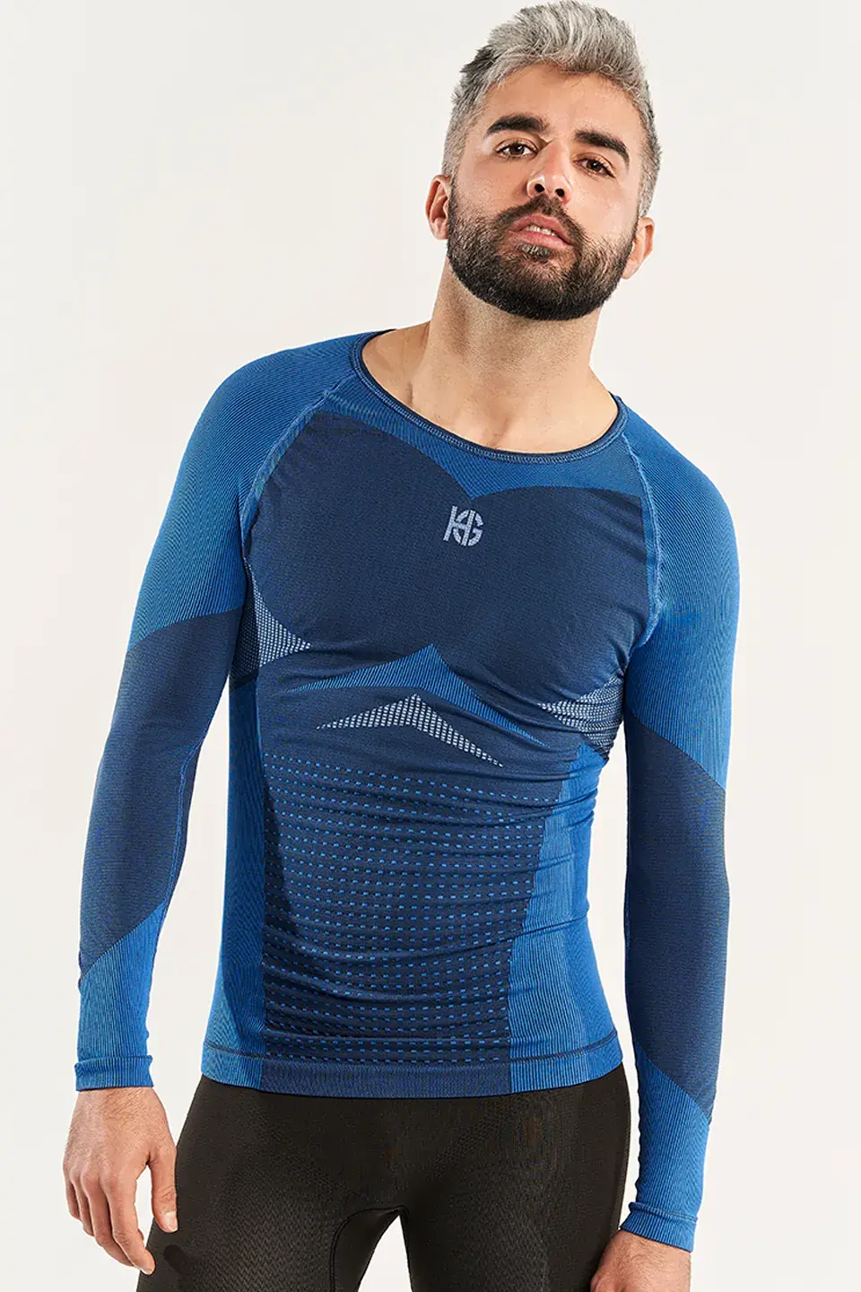 sport hg SOMMA Camiseta masculina de manga larga con fibra de carbono azul Rebajas
