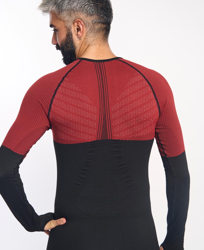 sport hg ANDOYA Camiseta de manga larga con fibra de carbono negro y rojo Rebajas baratas