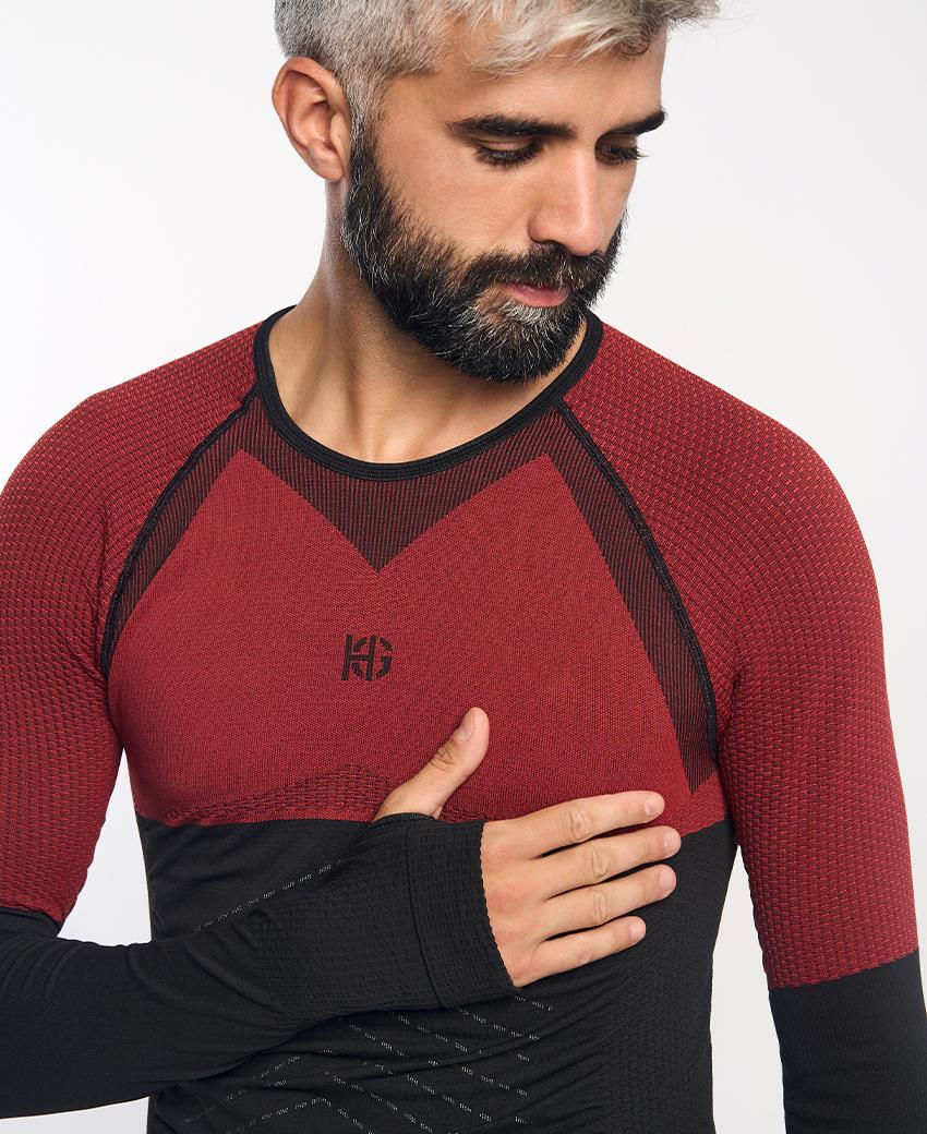 sport hg ANDOYA Camiseta de manga larga con fibra de carbono negro y rojo Rebajas baratas