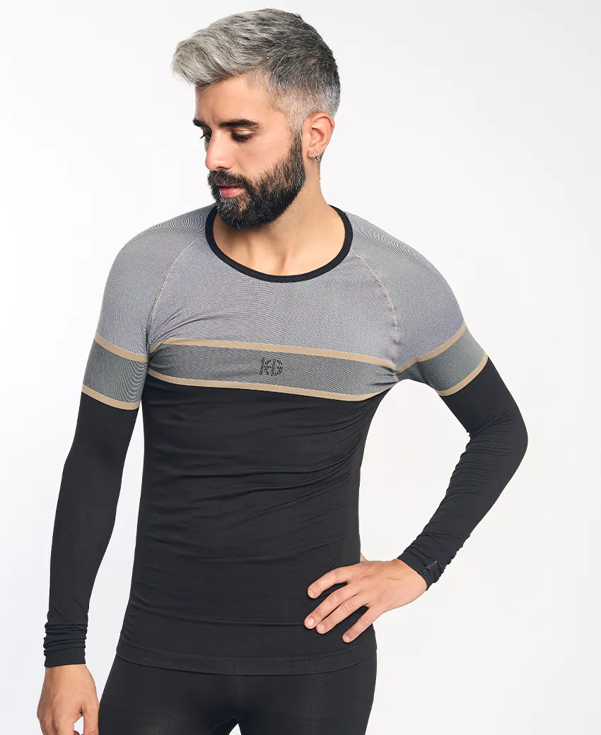 sport hg DACTYL Camiseta de manga larga negra y gris Rebajas de fábrica