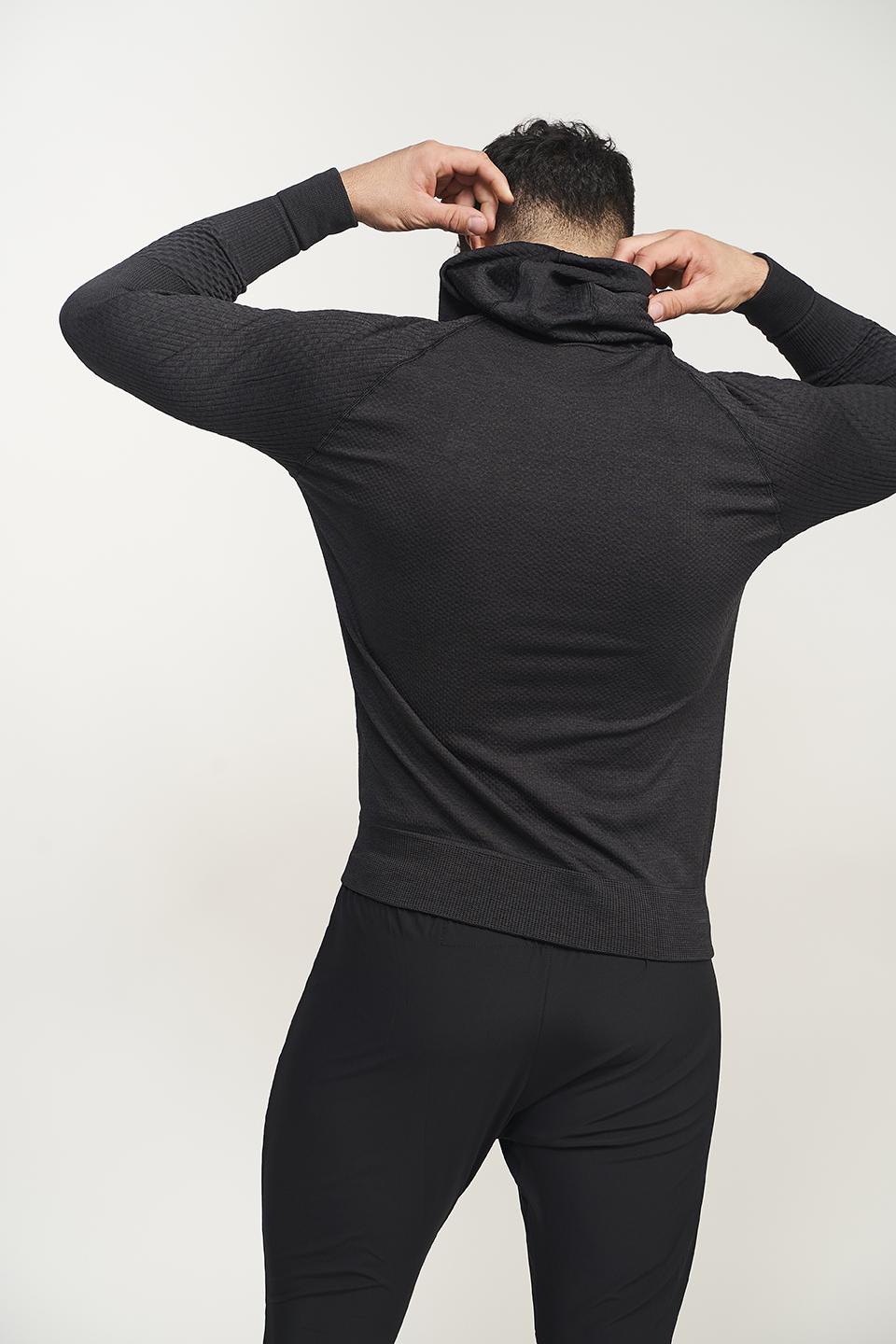 sport hg TITAN Sudadera técnica con capucha masculina negro asfalto Promoción por tiempo limitado