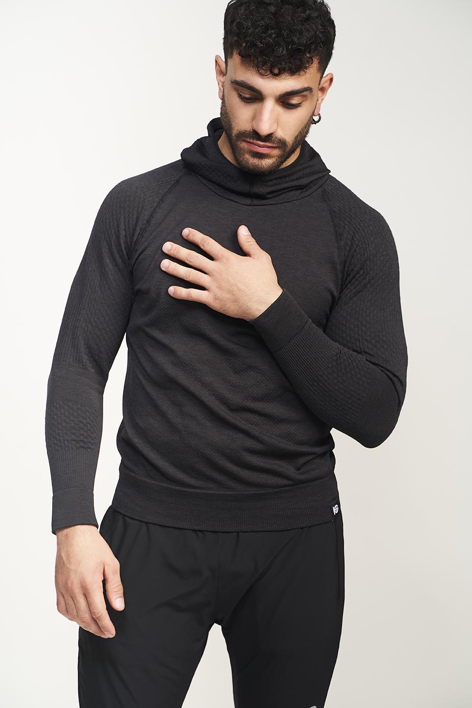 sport hg TITAN Sudadera técnica con capucha masculina negro asfalto Promoción por tiempo limitado