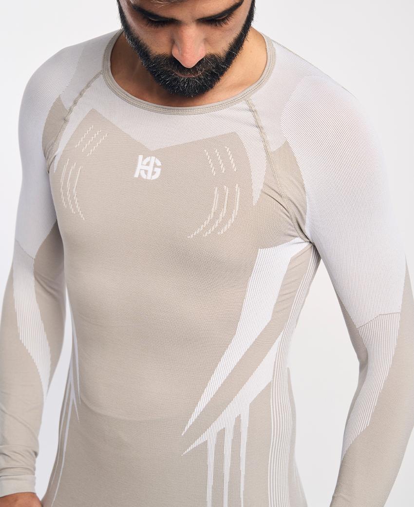 sport hg RAVEN Camiseta de manga larga con fibra de carbono blanco y camel Envío internacional gratuito
