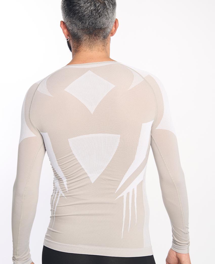 sport hg RAVEN Camiseta de manga larga con fibra de carbono blanco y camel Envío internacional gratuito