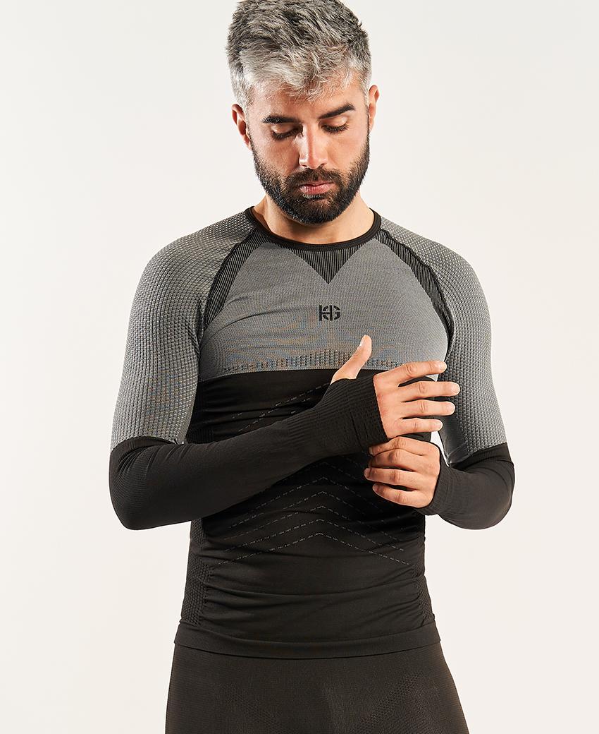 sport hg ANDOYA Camiseta de manga larga con fibra de carbono negro y gris Limitado a 3 días