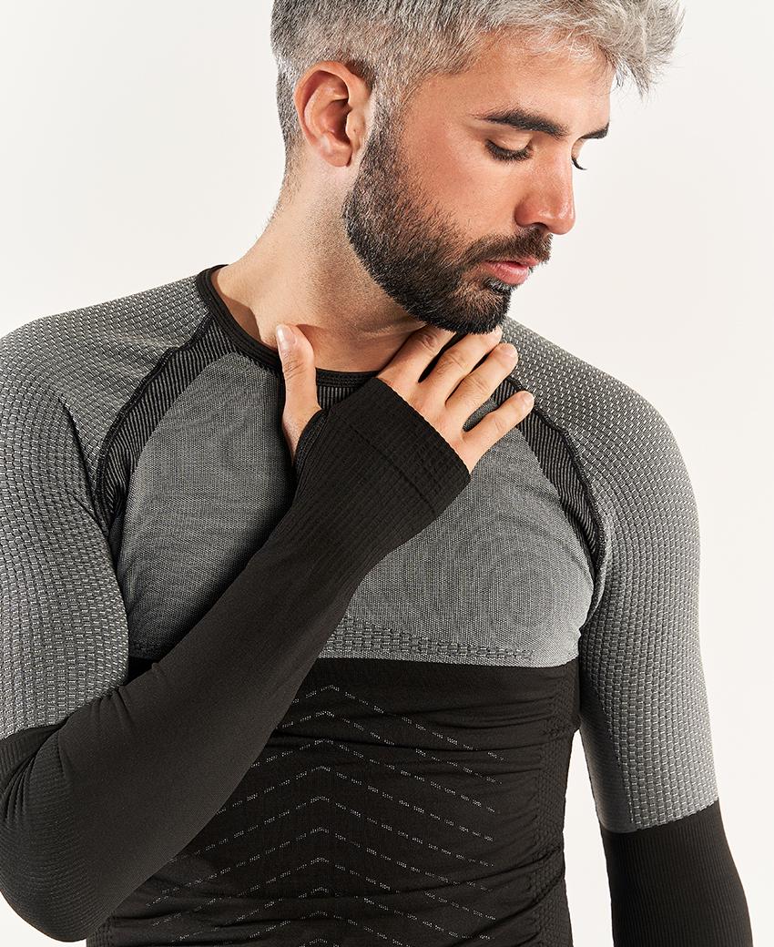 sport hg ANDOYA Camiseta de manga larga con fibra de carbono negro y gris Limitado a 3 días