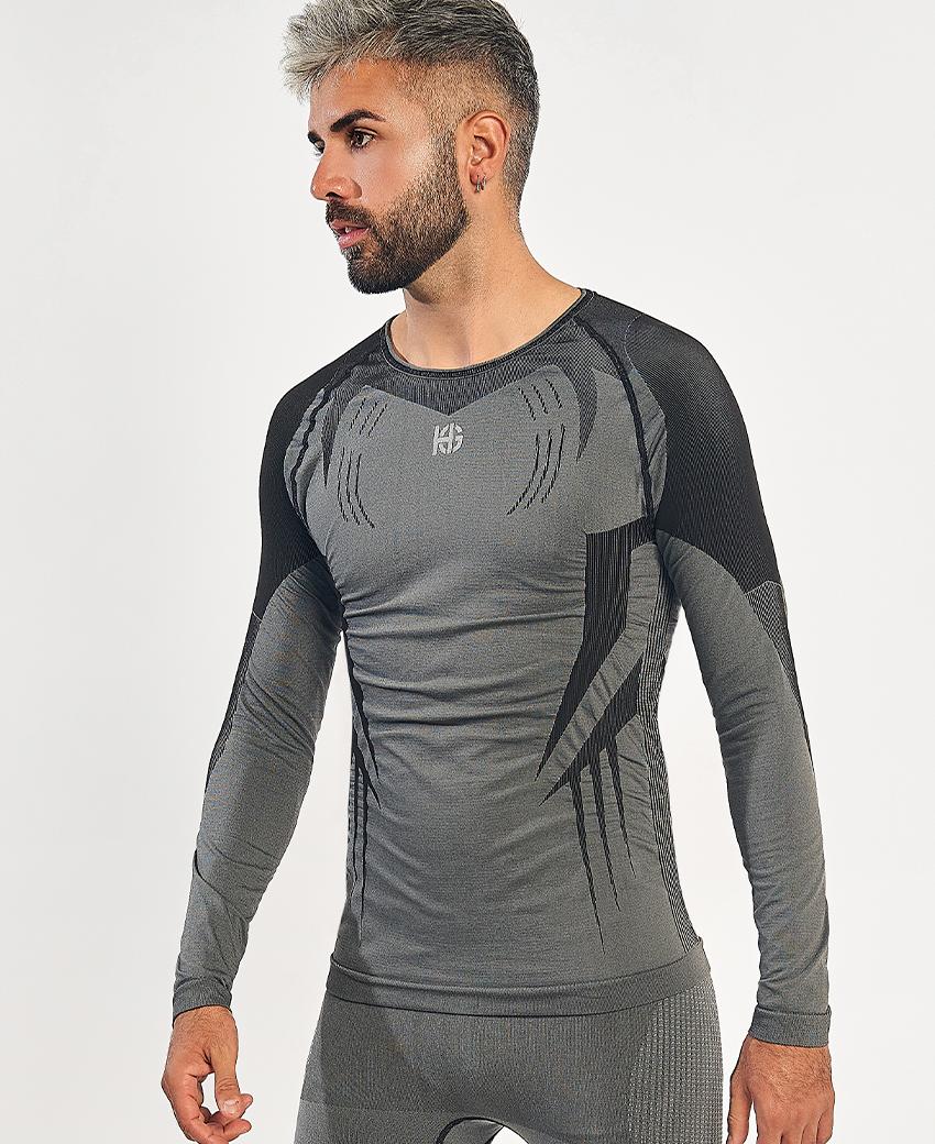 sport hg RAVEN Camiseta de manga larga con fibra de carbono negro y gris Libre de impuestos