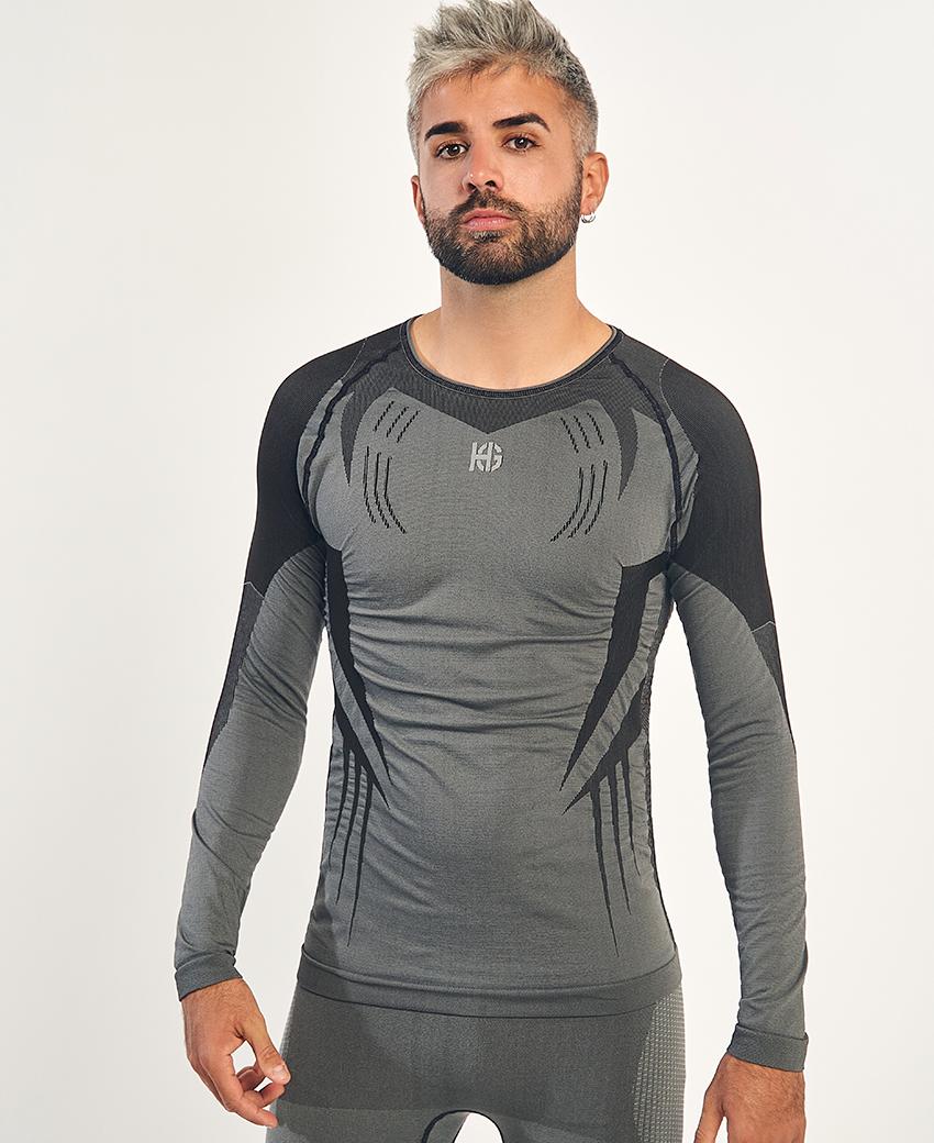 sport hg RAVEN Camiseta de manga larga con fibra de carbono negro y gris Libre de impuestos