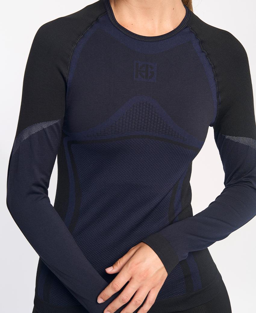 sport hg NORTH Camiseta de manga larga de doble capa negra y marino Outlet online