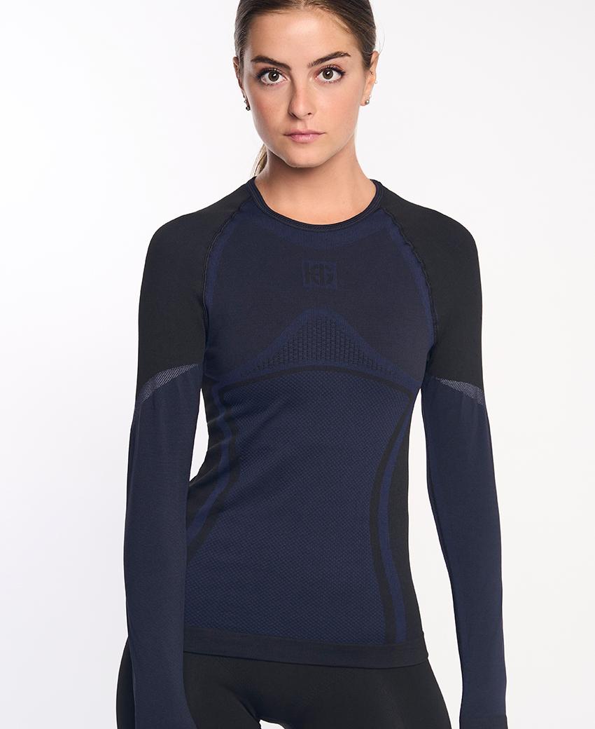 sport hg NORTH Camiseta de manga larga de doble capa negra y marino Outlet online
