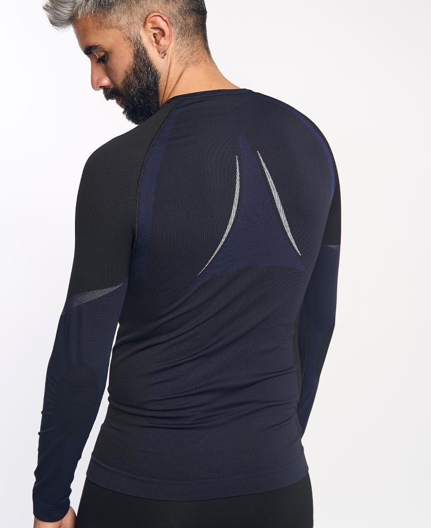 sport hg NORTH Camiseta de manga larga de doble capa negra y marino Venta caliente