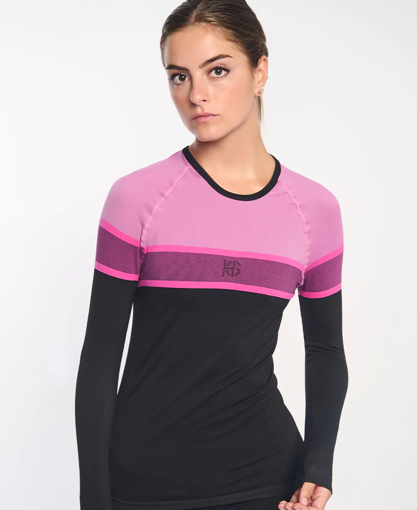 sport hg DACTYL Camiseta de manga larga negra y fucsia Ofertas de temporada