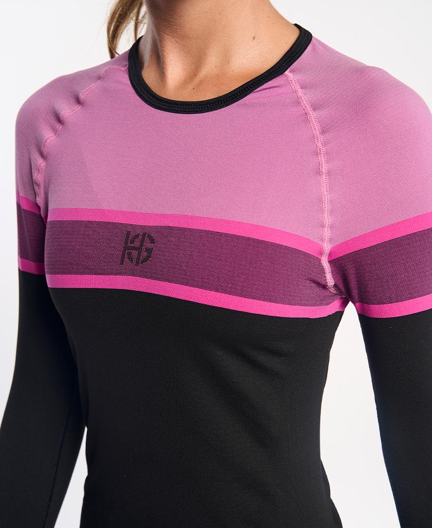 sport hg DACTYL Camiseta de manga larga negra y fucsia Ofertas de temporada