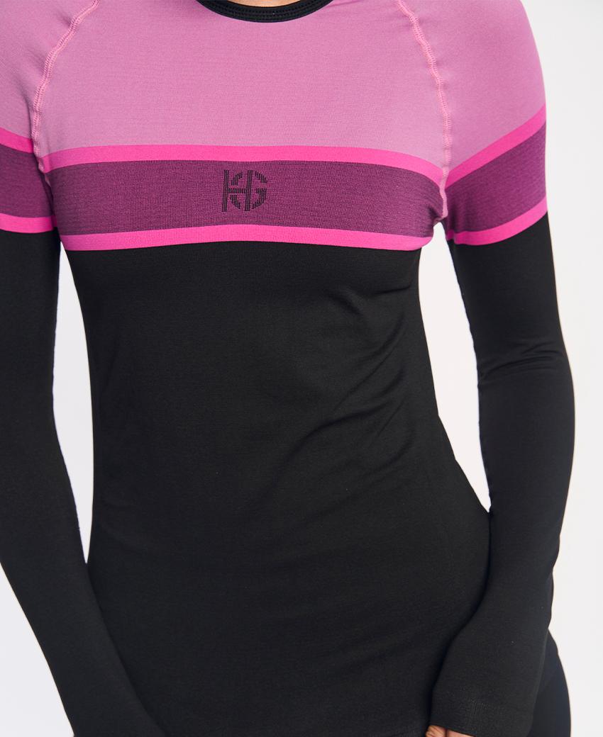 sport hg DACTYL Camiseta de manga larga negra y fucsia Ofertas de temporada