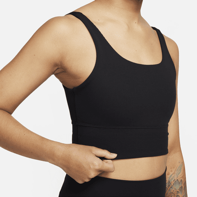 Nike Nike Zenvy RibSujetador deportivo de sujeción ligera sin almohadilla con escote alto - Mujer Oferta exclusiva