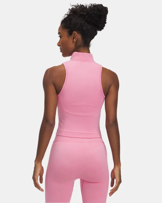 Under Armour Parte superior con cremallera de efecto lavado sin costuras ni mangas UA Vanish para mujer   En línea