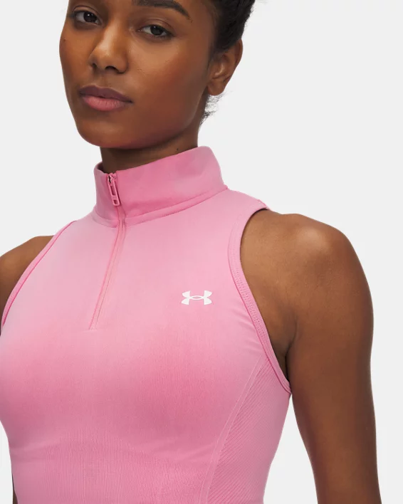 Under Armour Parte superior con cremallera de efecto lavado sin costuras ni mangas UA Vanish para mujer   En línea
