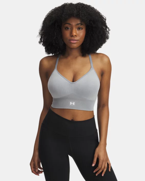 Under Armour Sujetador deportivo de sujeción baja sin costuras y de efecto lavado UA Vanish para mujer   Rebajas