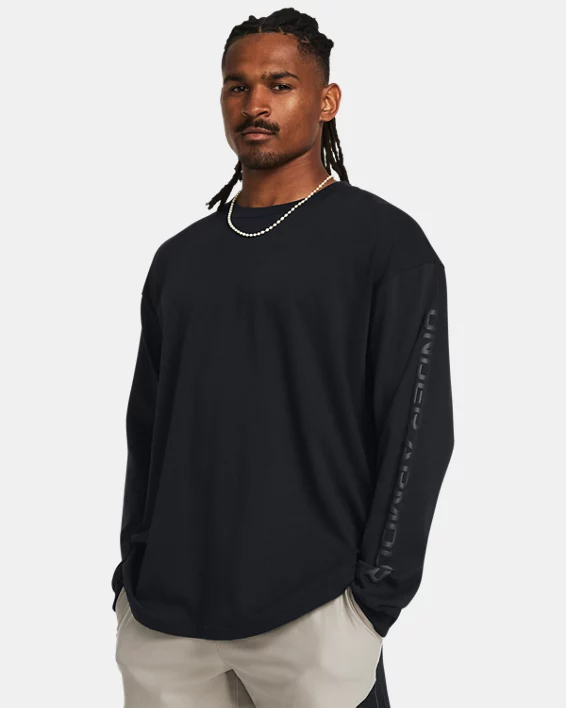Under Armour Camiseta de manga larga UA Heavyweight Tonal Wordmark para hombre  
