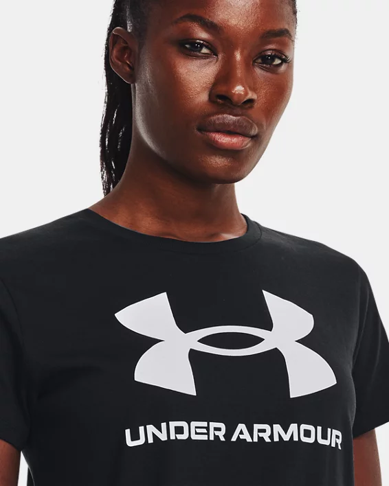 Under Armour Camiseta de manga corta con logotipo UA Rival para mujer   Rebajas top