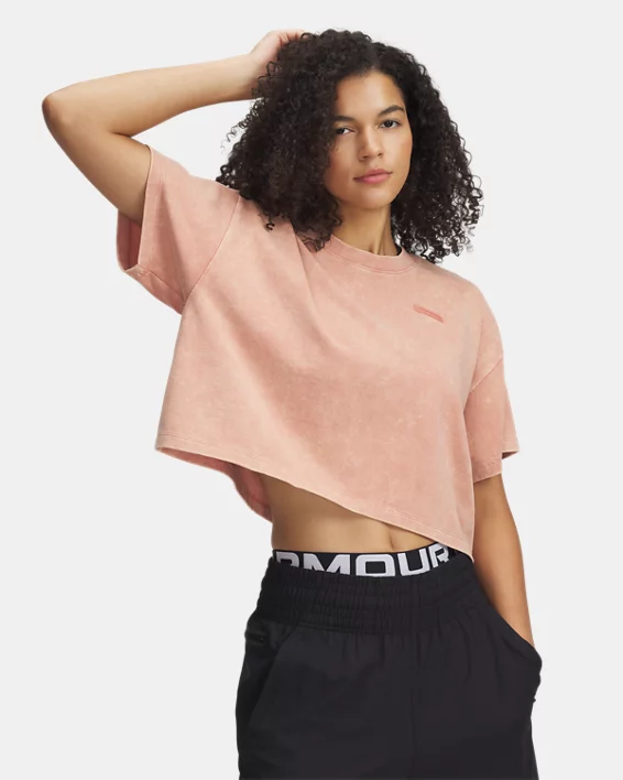 Under Armour Camiseta de manga corta UA Heavyweight Wash para mujer   Última moda