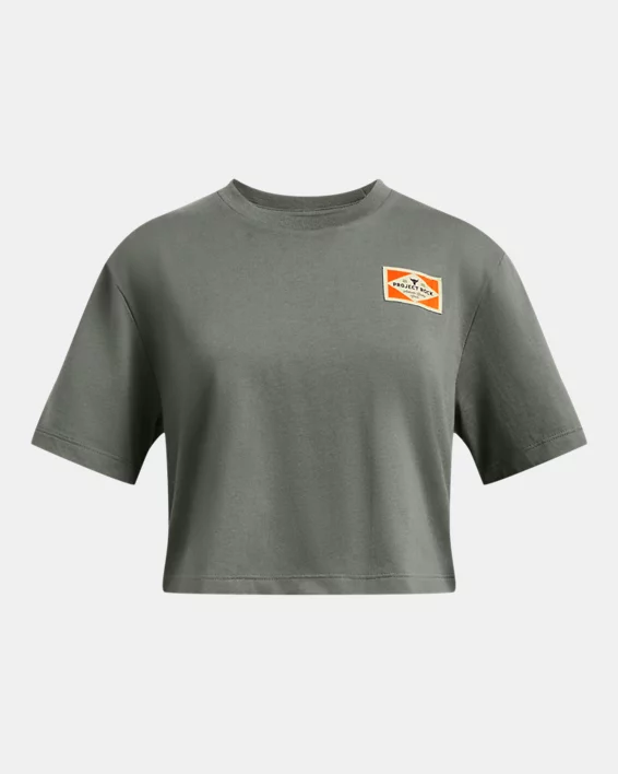 Under Armour Camiseta de manga corta Project Rock Campus Crop para niña   Promoción por tiempo limitado