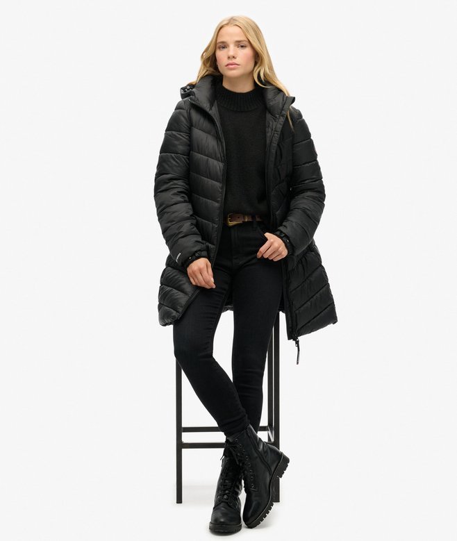 superdry Abrigo acolchado de largo medio con capucha Fuji Envío gratis