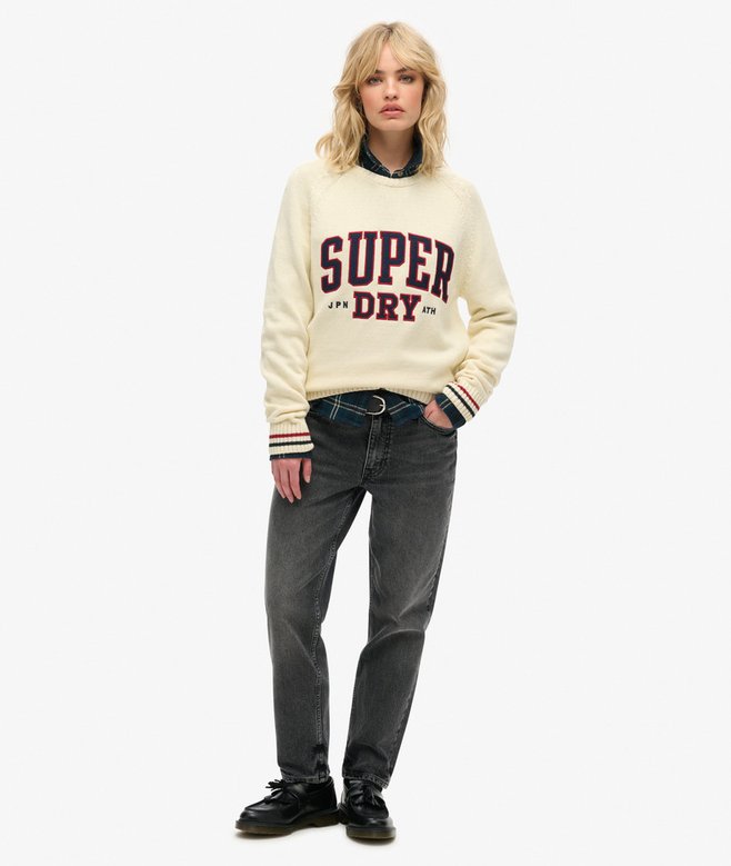 superdry Jersey gráfico holgado de punto con cuello redondo Precio de fábrica