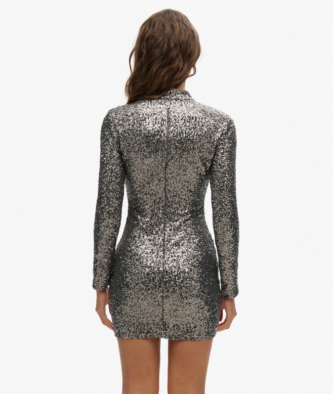 superdry Minivestido de lentejuelas con cuello perkins Descuento por venta flash