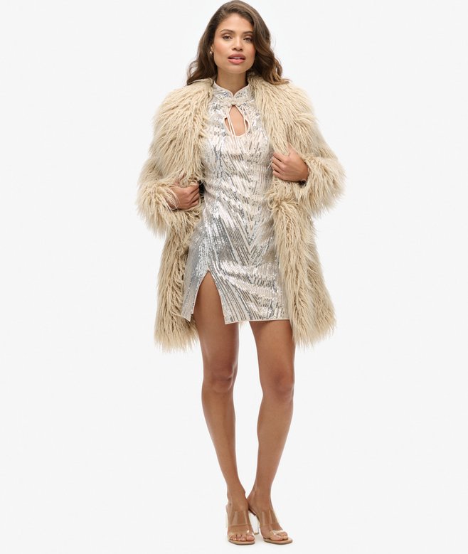 superdry Minivestido con cuello mao y lentejuelas Devoluciones gratuitas