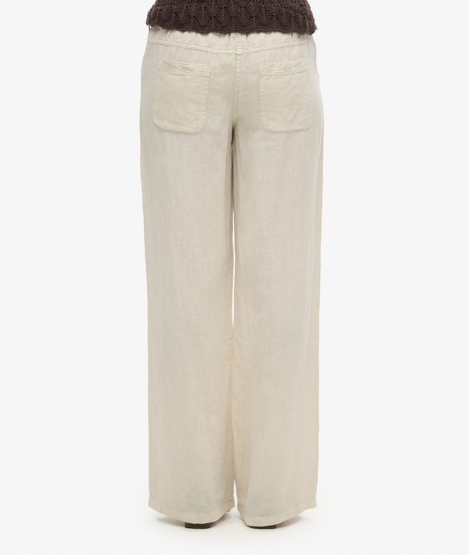 superdry Pantalones de lino de talle bajo En línea