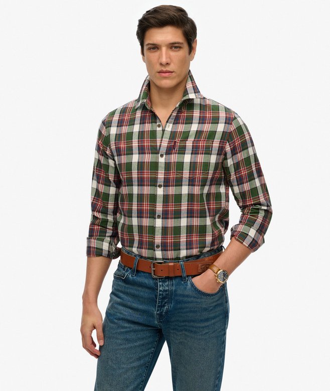 superdry Camisa de algodón orgánico a cuadros vintage 2025