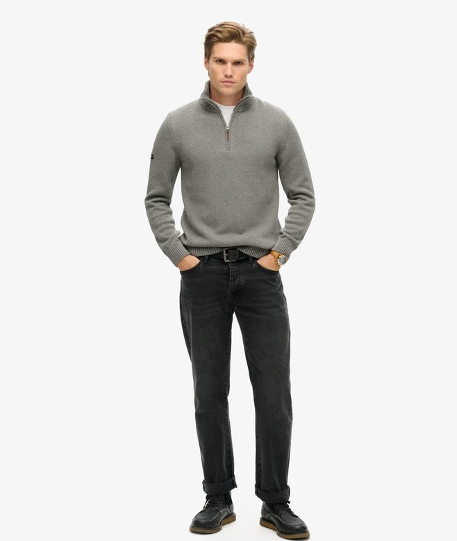 superdry Jersey clásico de punto de algodón con media cremallera En oferta
