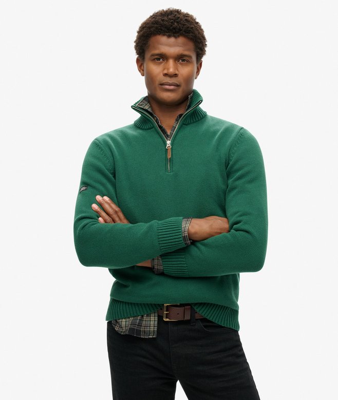 superdry Jersey clásico de punto de algodón con media cremallera Los más vendidos