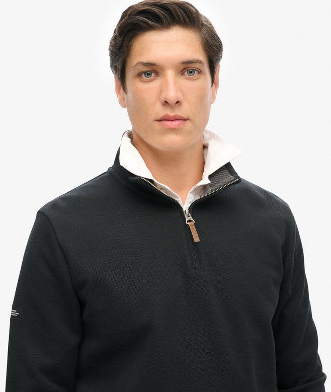 superdry Sudadera de piqué con media cremallera Core Rebajas online