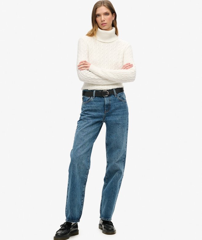 superdry Vaqueros de algodón orgánico talle medio y pernera ancha