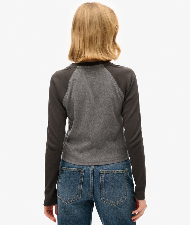 superdry Top ajustado de canalé y manga larga Athletic Essentials Descuento por venta flash