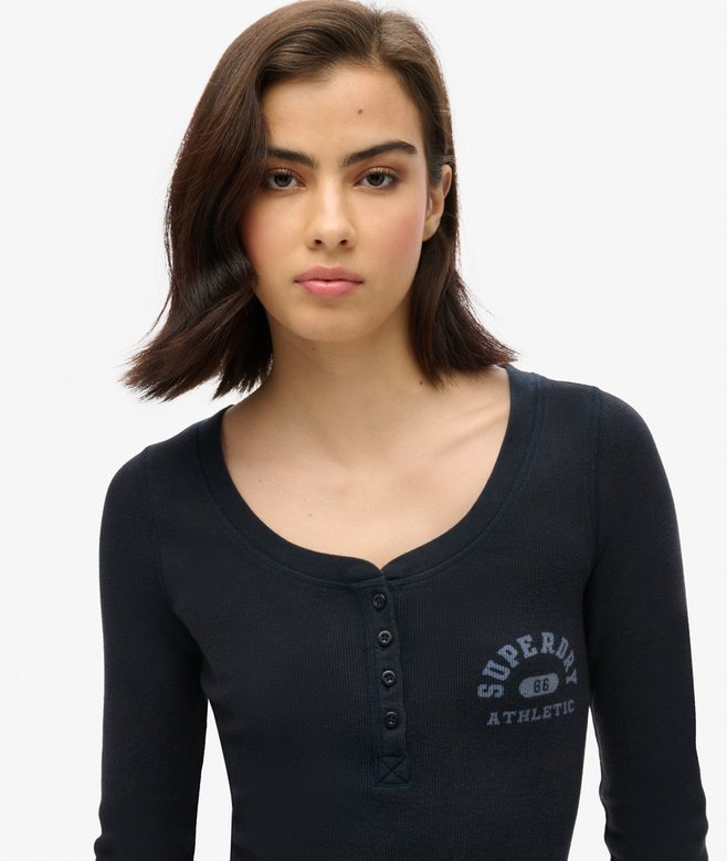 superdry Camiseta de manga larga con cuello abotonado Athletic Ofertas de temporada