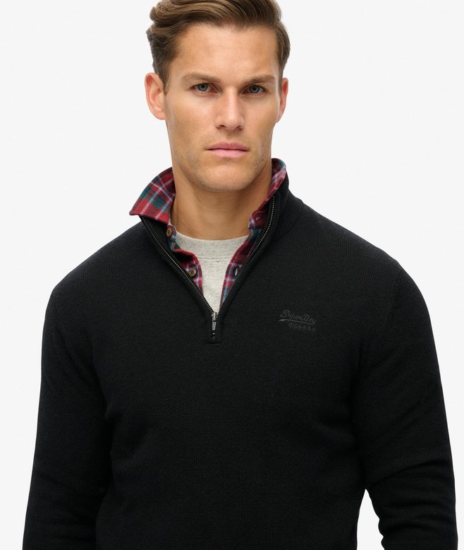 superdry Jersey de punto con media cremallera y bordado Essential Últimos 3 días
