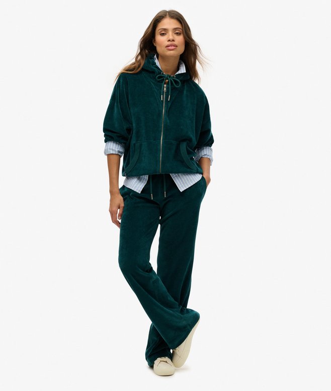 superdry Sudadera con capucha y cremallera de velvetón Tienda de fábrica