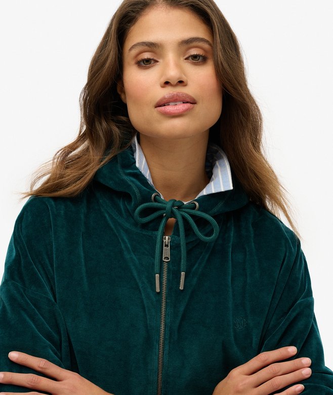 superdry Sudadera con capucha y cremallera de velvetón Tienda de fábrica