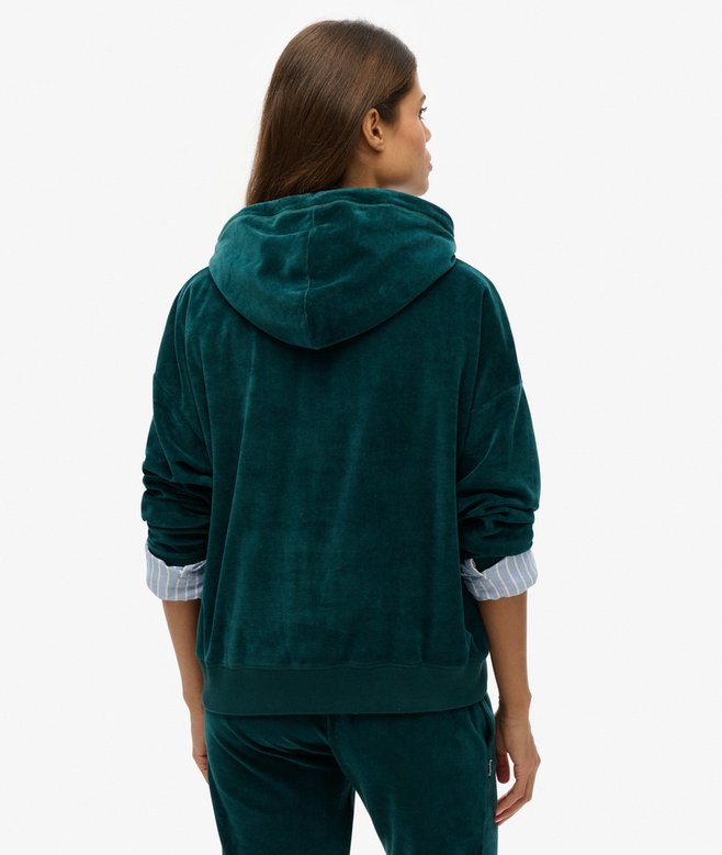 superdry Sudadera con capucha y cremallera de velvetón Tienda de fábrica